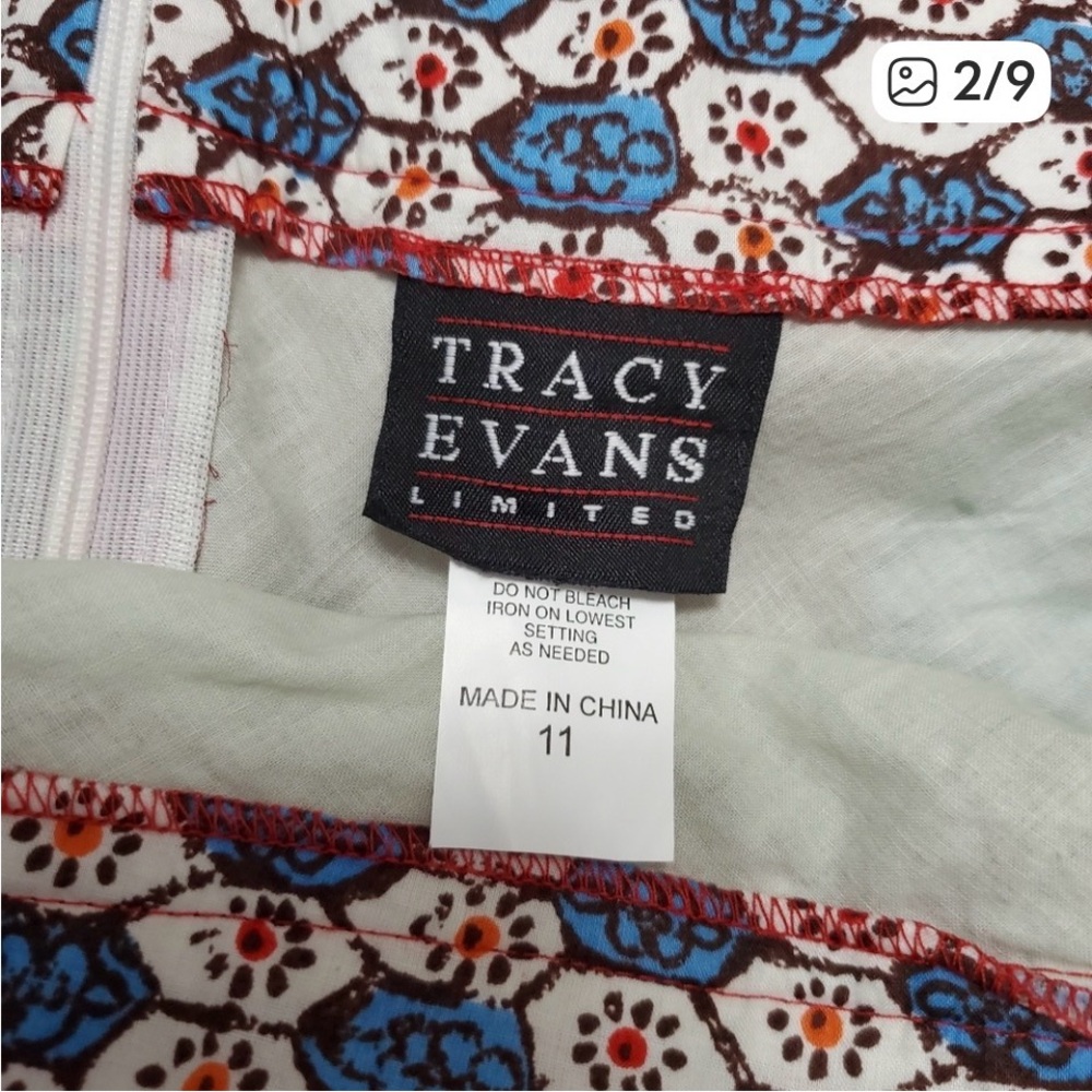 Boho Vintage 1990’s Tracey Evans Ltd Flared Silk Panel Skirt Sz 11 - Picture 2 of 8